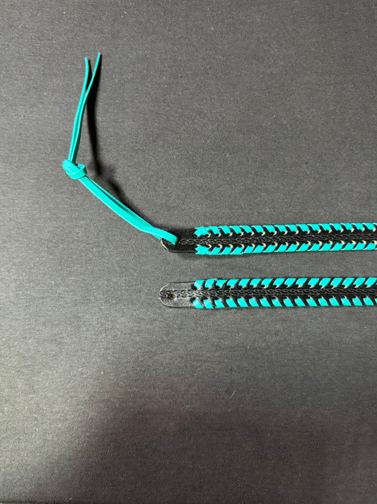 Braided Leather Black and Turquoise