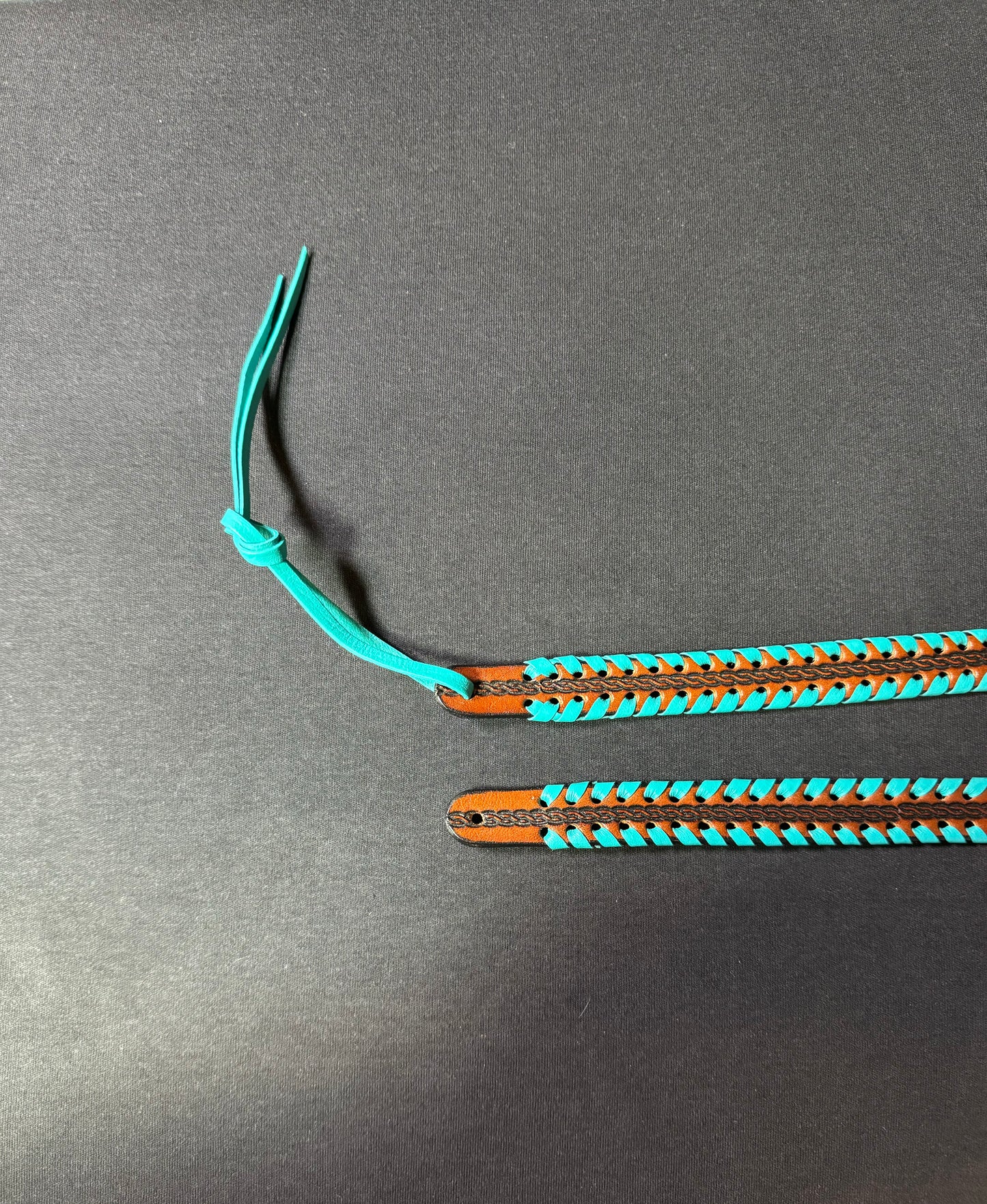 Braided Leather Brown and Turquoise