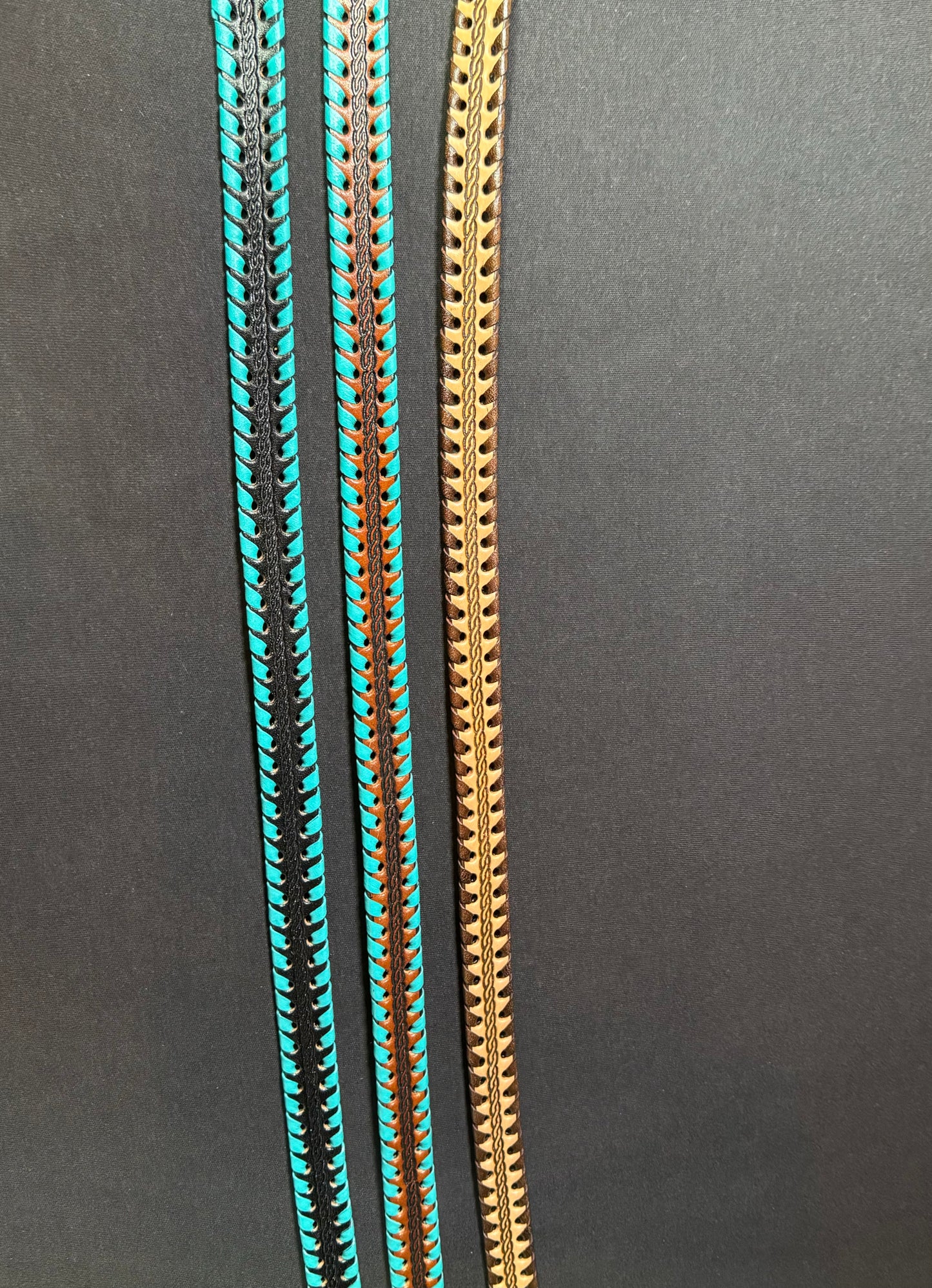 Braided Leather Brown and Turquoise